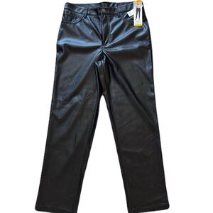 NWT Women's Joie Black Straight Trouser Pant Classic Style Vegan Leather Size 8